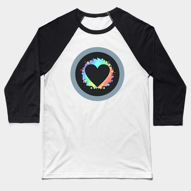 Colorful Black Heart Design Baseball T-Shirt by Dale Preston Design